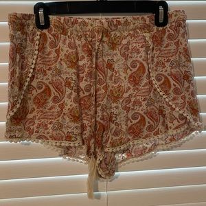 Atmosphere size 8 drawstring shorts pink paisley print